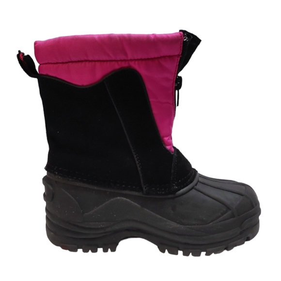 Totes Pink Black Suede Nora Winter Snow Boots Girls Youth Size 11 - Picture 2 of 9